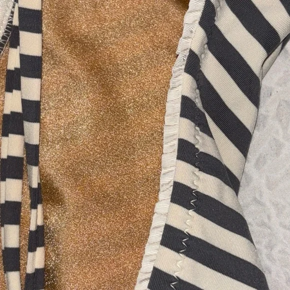 Made by Dawn Coral Top & Bottom Stone Stripe Bikini Set